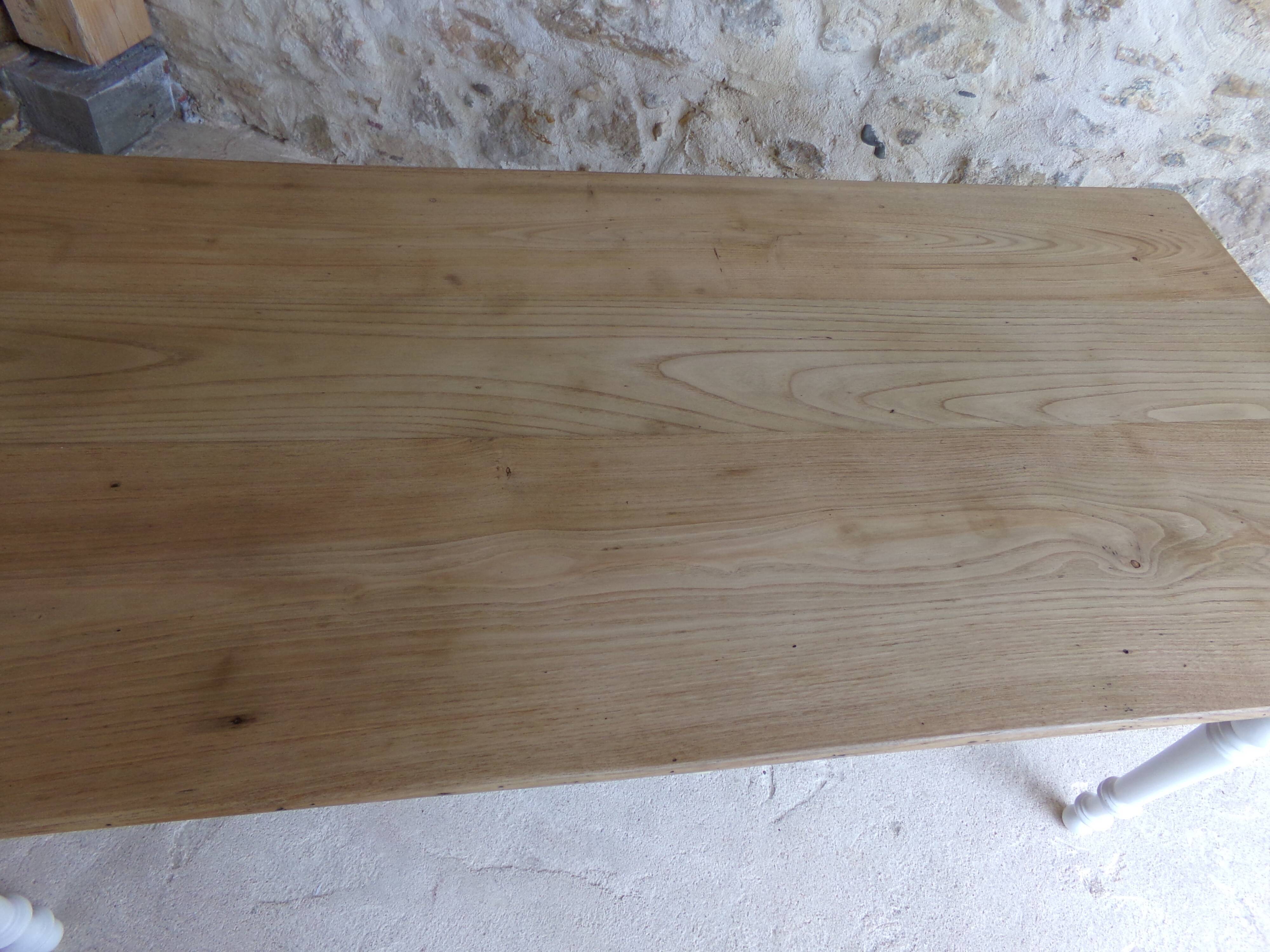Old farm table turned feet