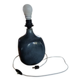 pied de lampe artisanal grés vernissé année 70 bleu