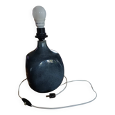 pied de lampe artisanal grés vernissé année 70 bleu