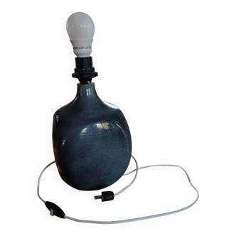 pied de lampe artisanal grés vernissé année 70 bleu