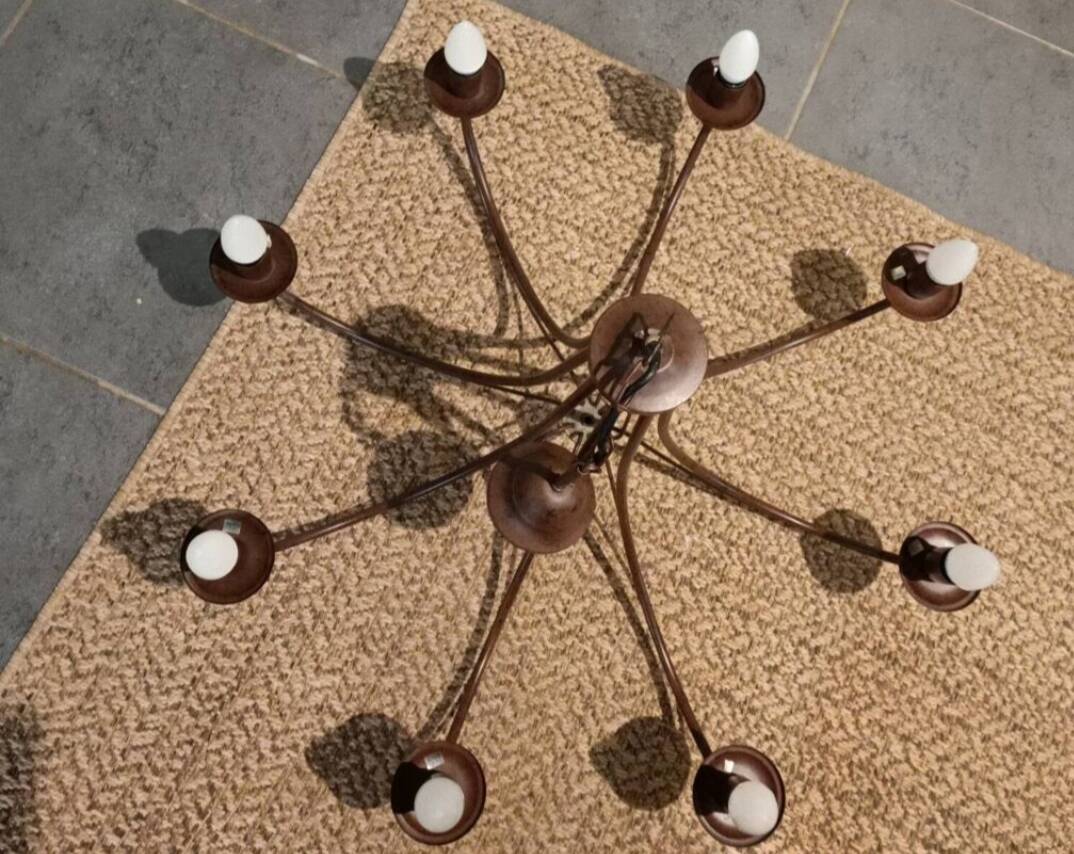Brown metal chandelier