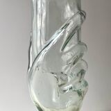 Legras glass bottle "transparent hand" circa 1920, antique carafe