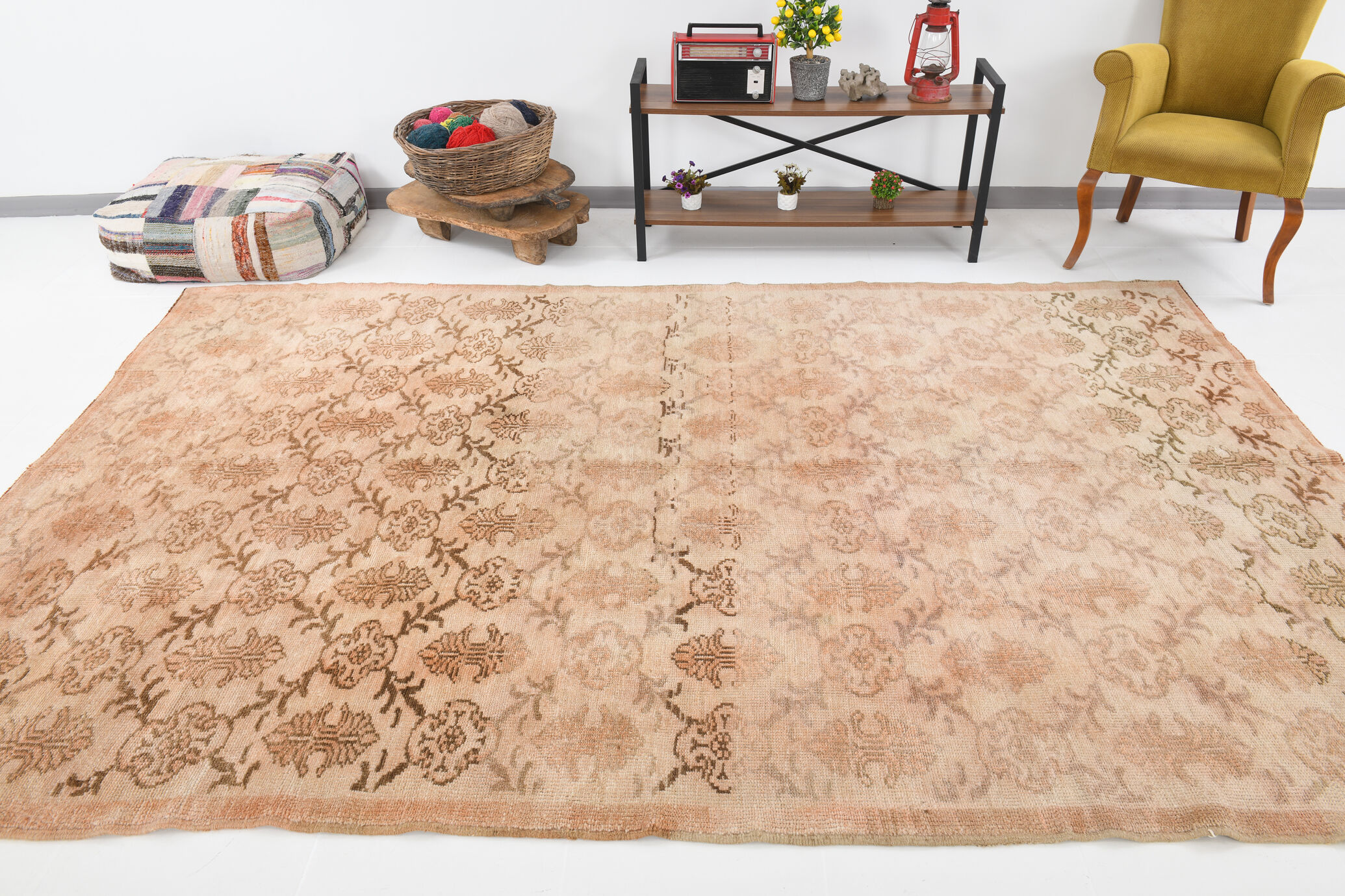 Brown beige vintage rug 325x218cm