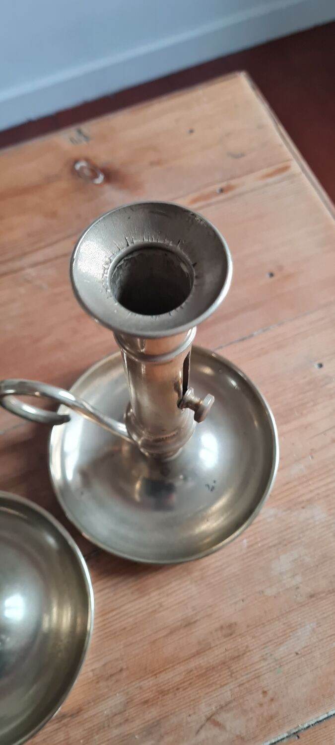 Pair of brass candle holders