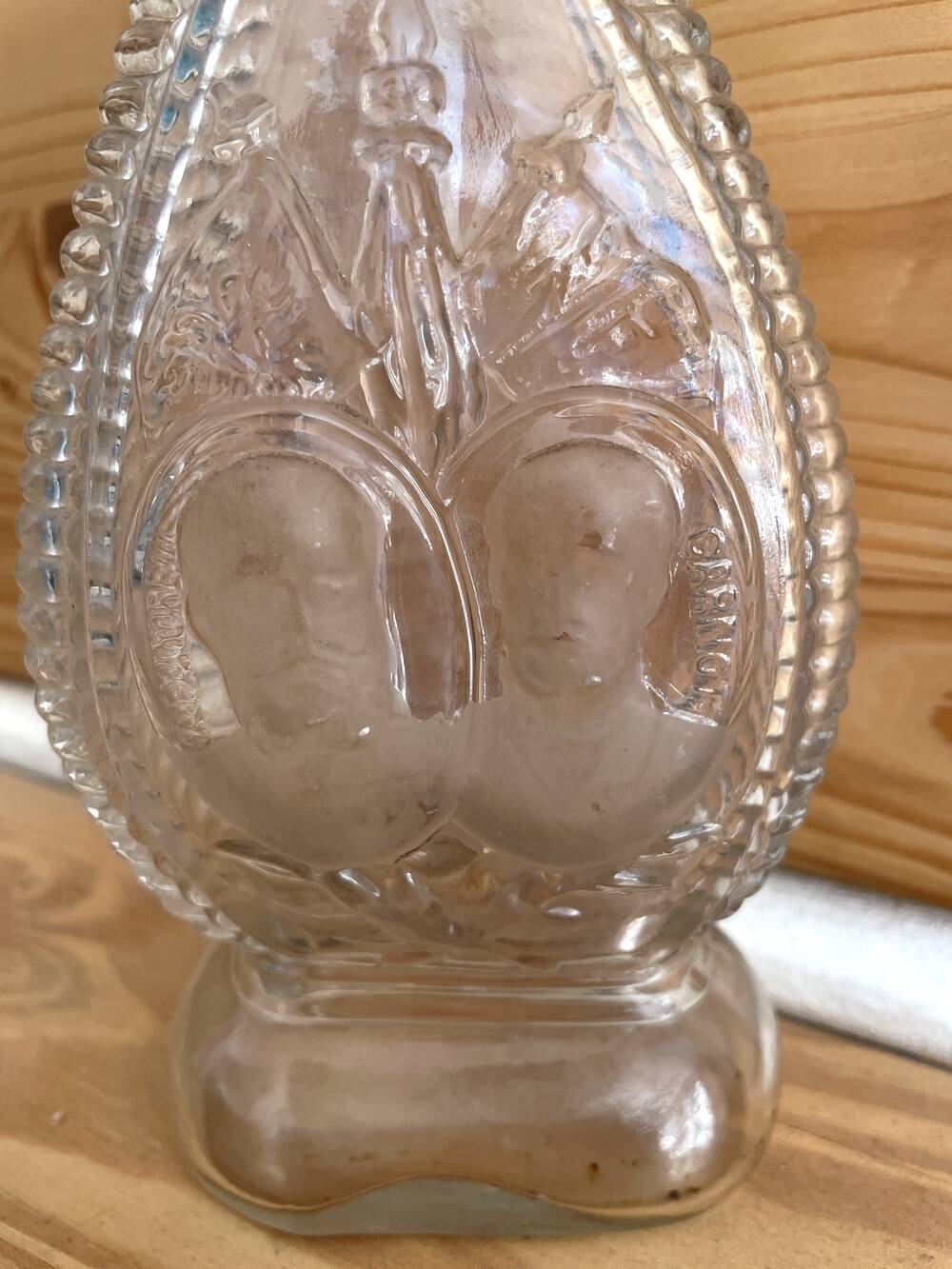 BOTTLE IN LEGRAS SHAPE REPRESENTING ADMIRAL GERVAIS ALEXANDRA III CARNOT