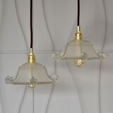 Two art deco glass hanging shape pagoda