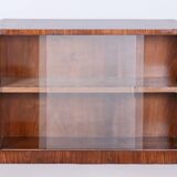 Small Restored Art Deco Display Bookcase, Walnut and Glass, Czech, 1930s