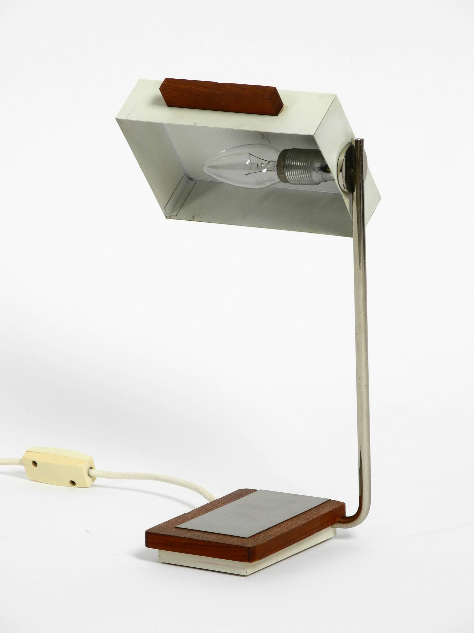 Rare original 1960s Kaiser Leuchten light metal teak table lamp