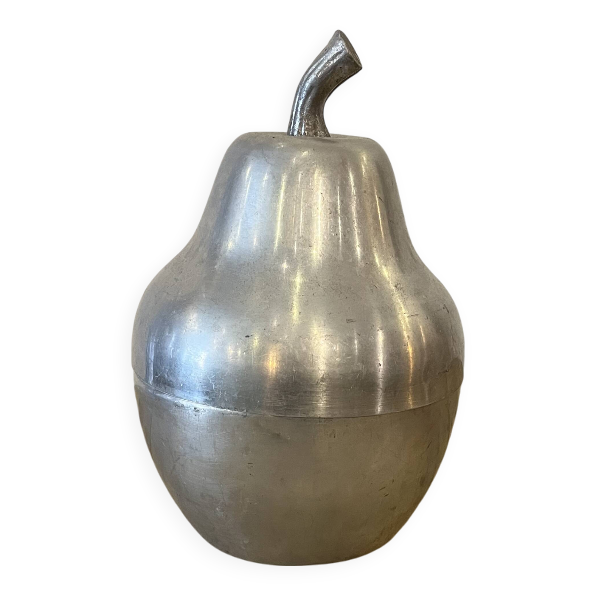 XXL pear ice bucket in silver metal
