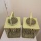 Metal lanterns with garden candles
