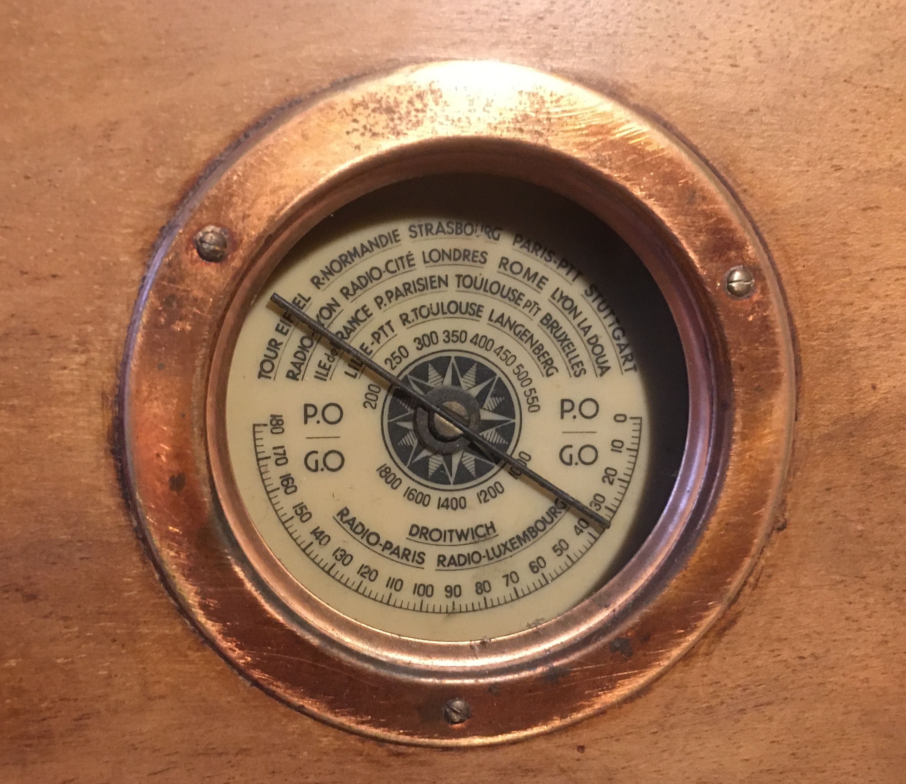 Old wooden radio set in wood lamp for decoration or collection