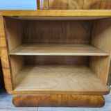 Art Decò bedside tables in blond walnut with drawer and shelf