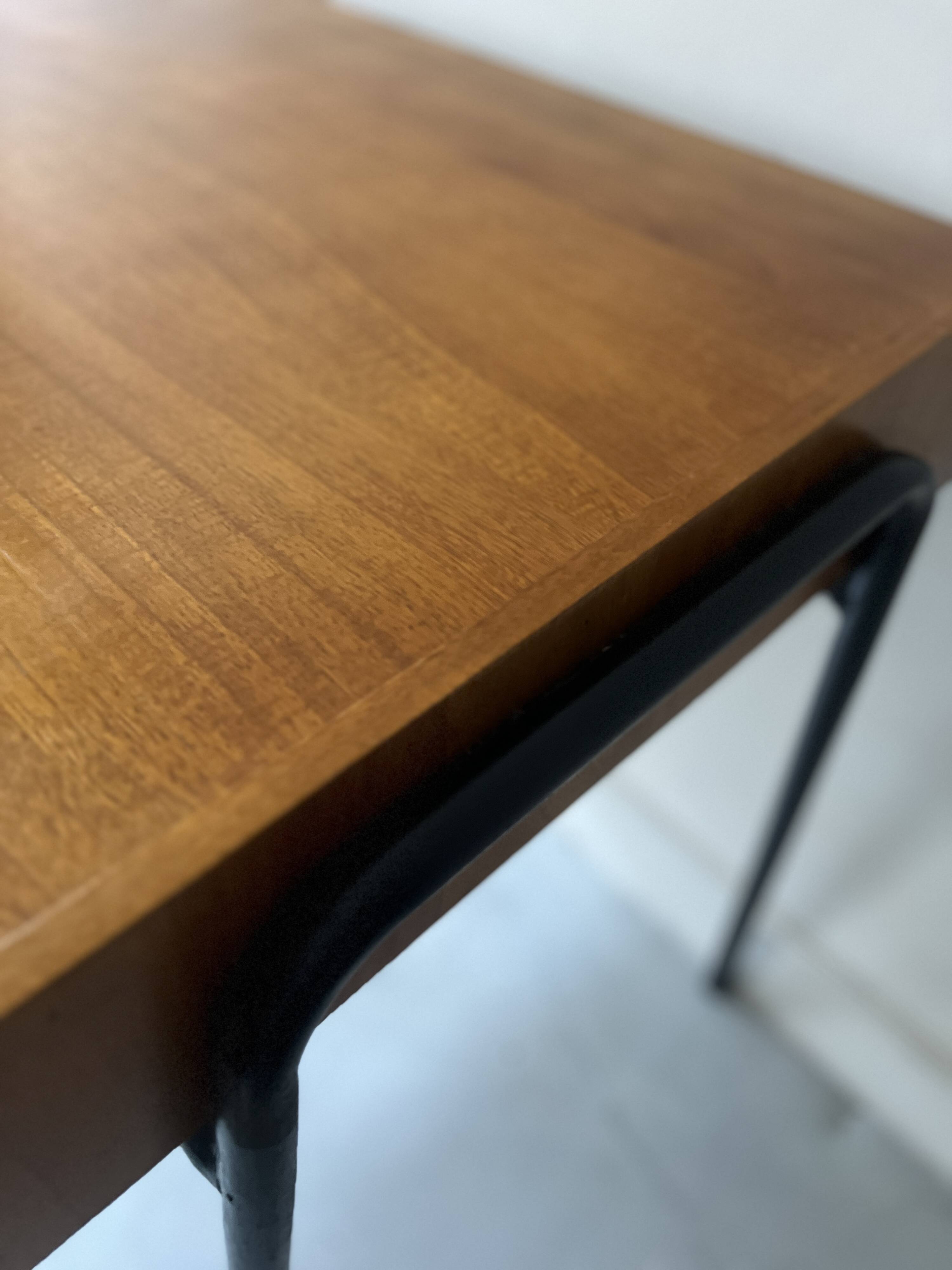 Desk in wood and black metal design 1950