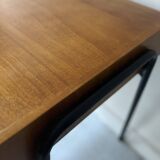 Desk in wood and black metal design 1950