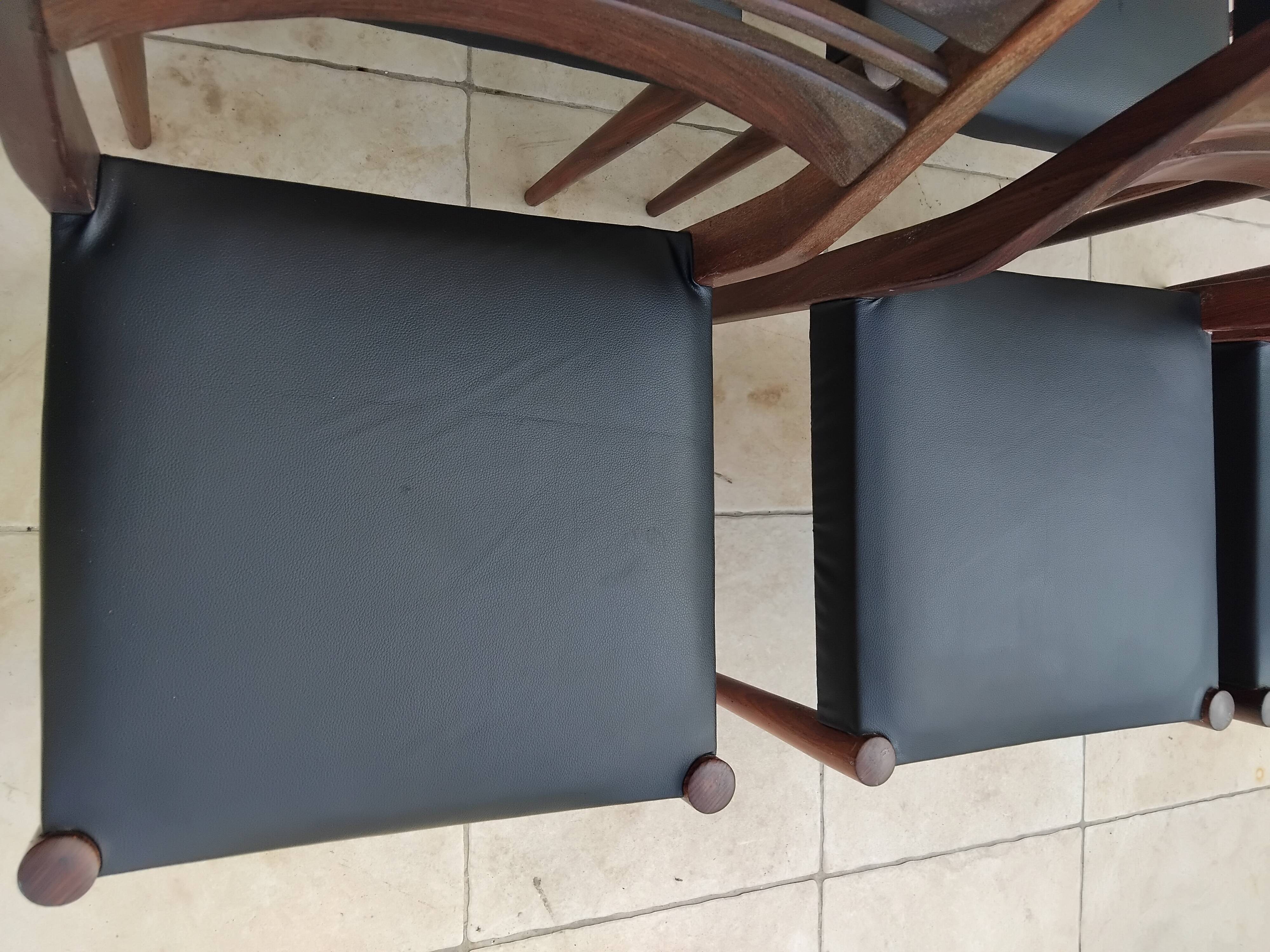 6 vintage teak chairs from the 1960s, Scandinavian Danish.