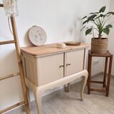 Small accent furniture / cream beige chest of drawers natural wood – chic style