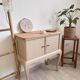 Small accent furniture / cream beige chest of drawers natural wood – chic style