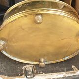 Oval brass planter with large handle