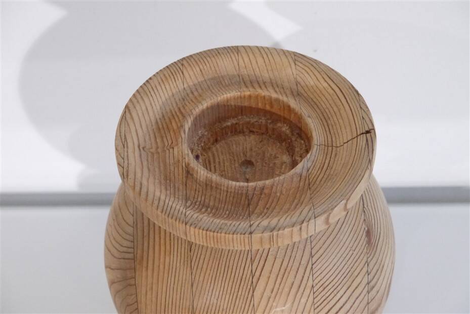 Large handmade wooden candle holder from the 1950s