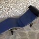 Cassina LC4 chaise longue by Le Corbusier, Pierre Jeanneret & Charlotte Perriand in blue leather.