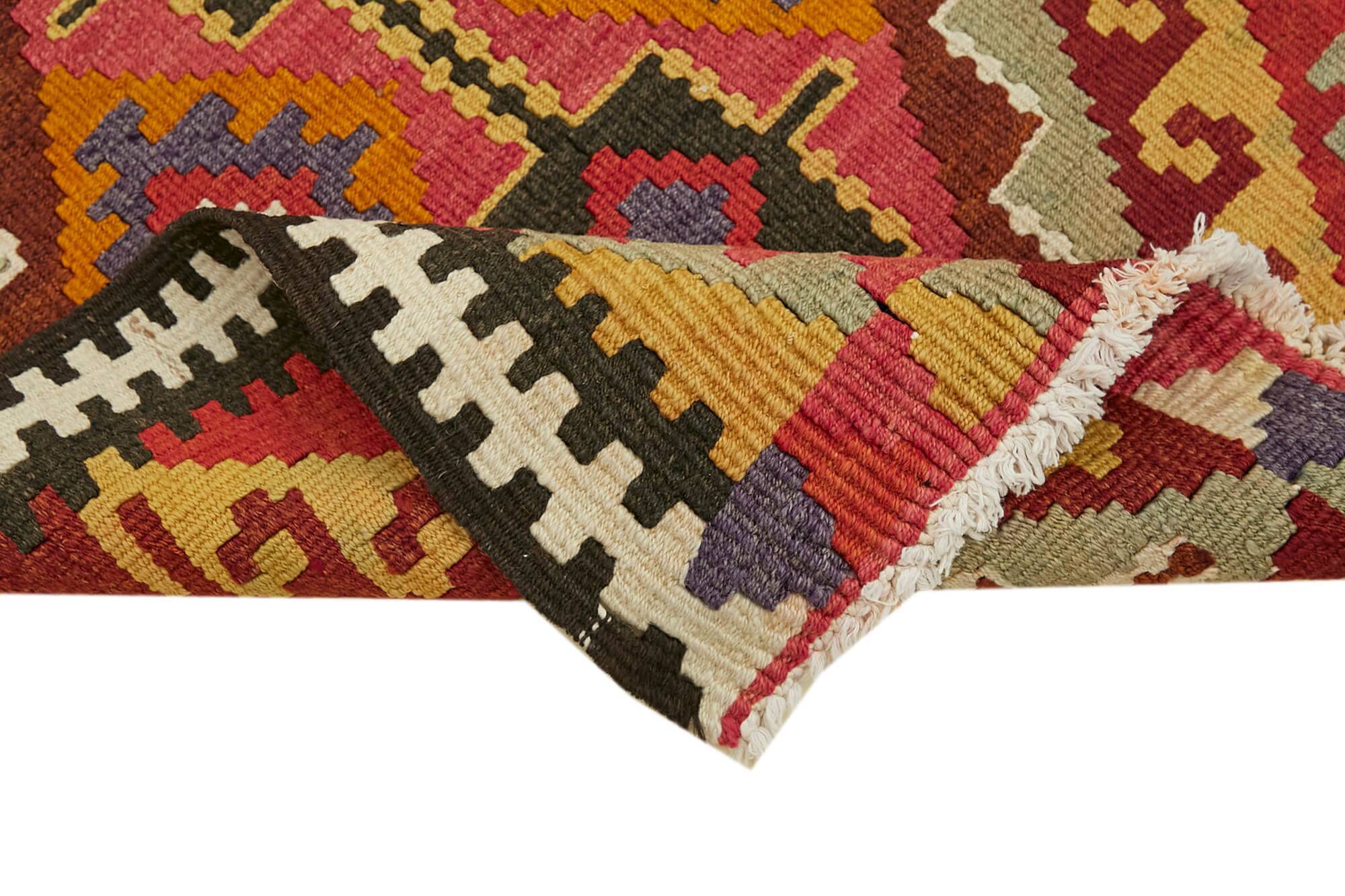 Turkish Handwoven Vintage Herki Kilim 90 cm x 383 cm