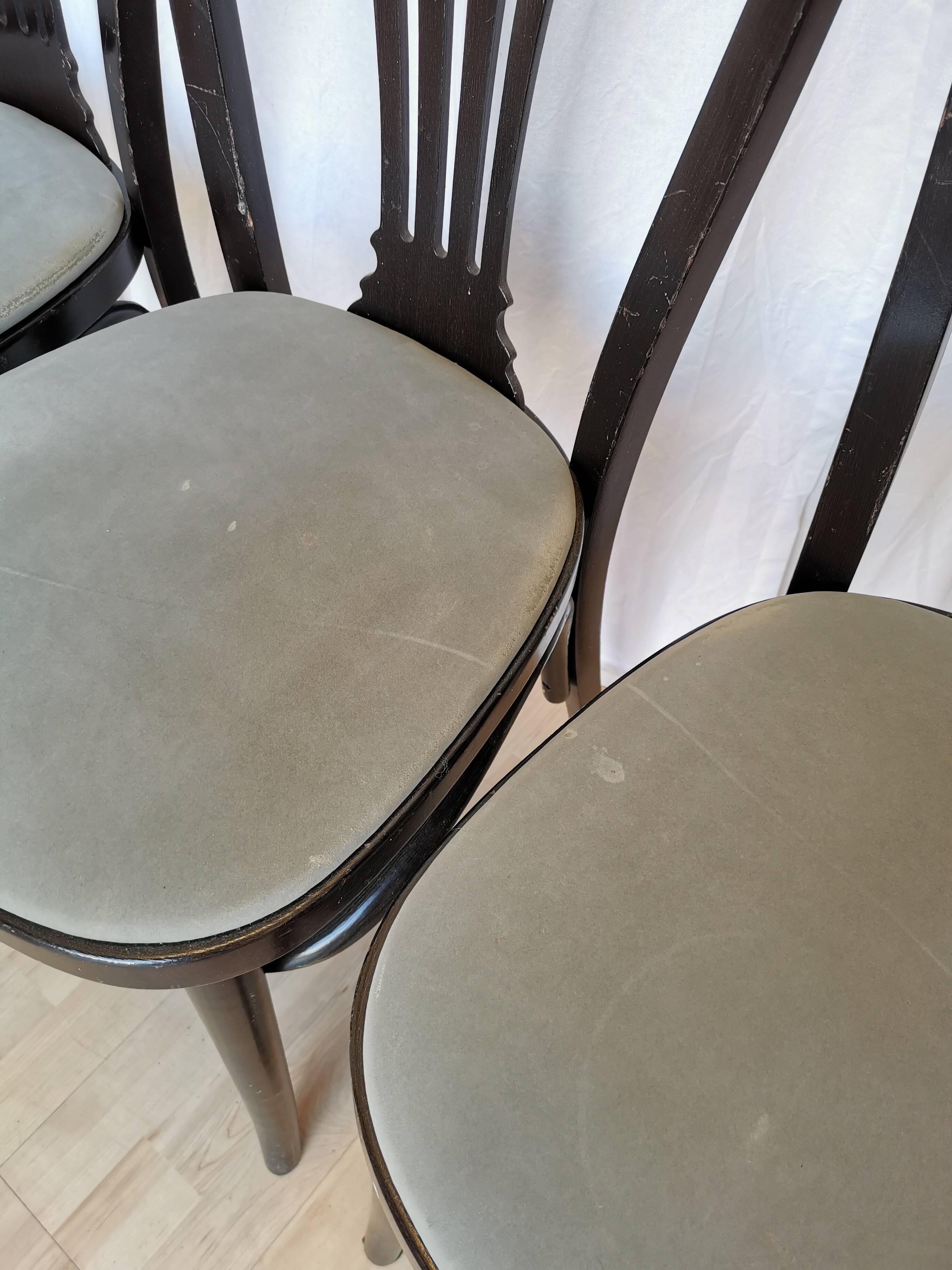 SET of 6 Vintage Black Wooden Dining Chairs by STOL Kamnik 1970s
