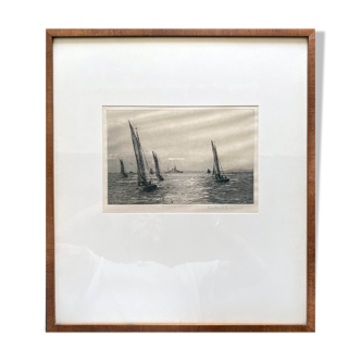 Original painting engraving Rowland Langmaid (1897/1956) "In the Path of the Sun"