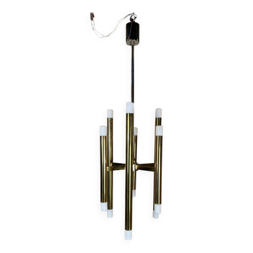 Vintage brass tubular Boulanger pendant lamp