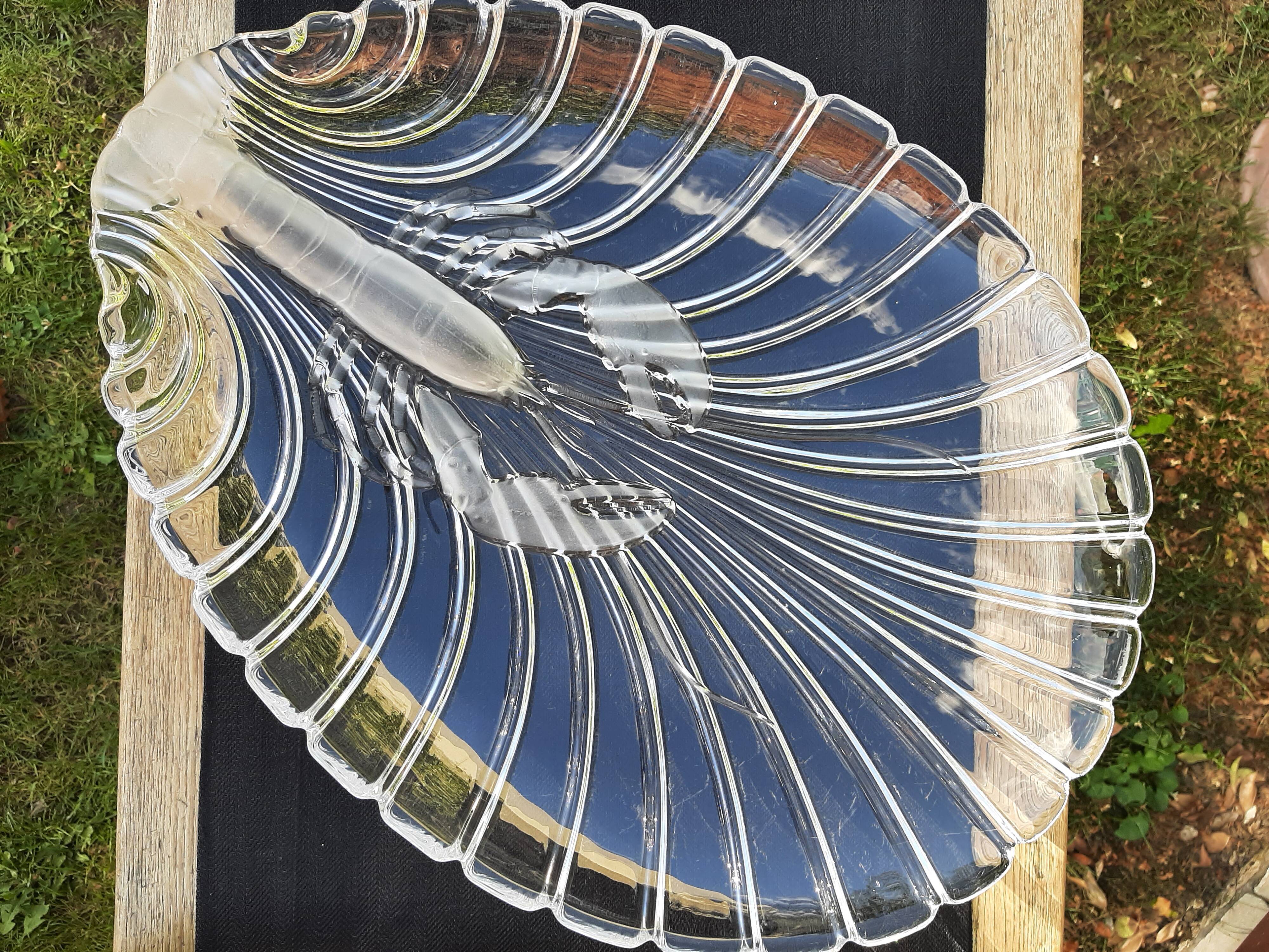 Vintage crystal dish with lobster decor