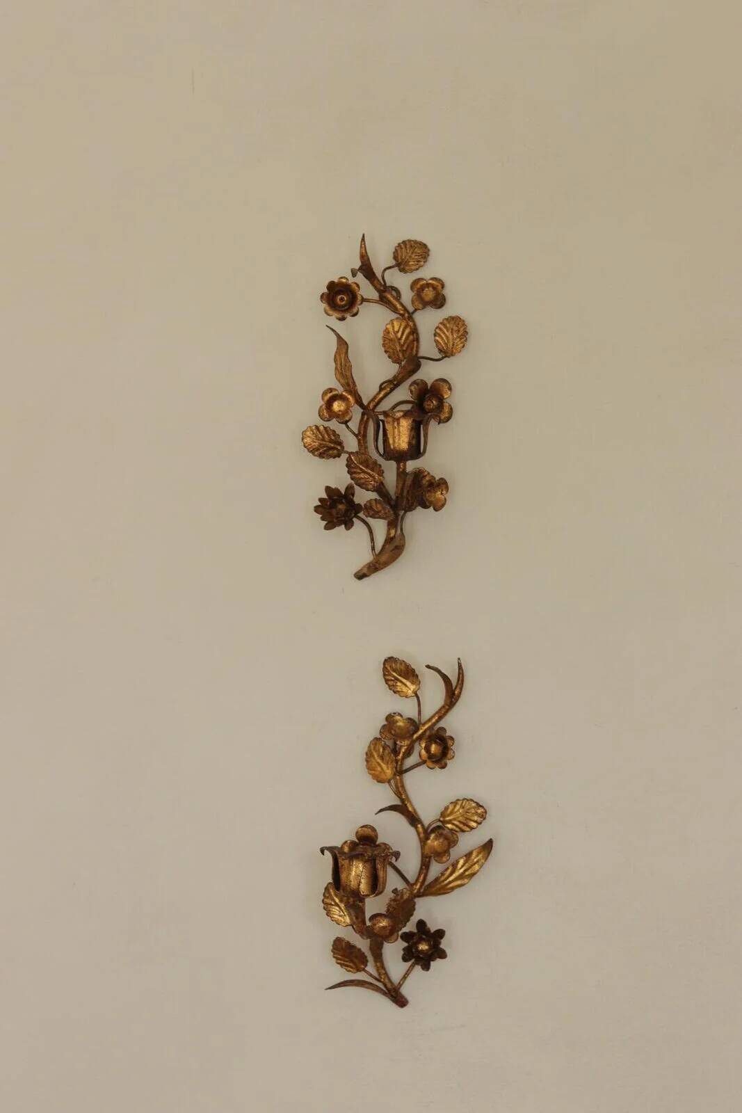 Pair of Mid-Century Italian Gilded Metal Sconces
