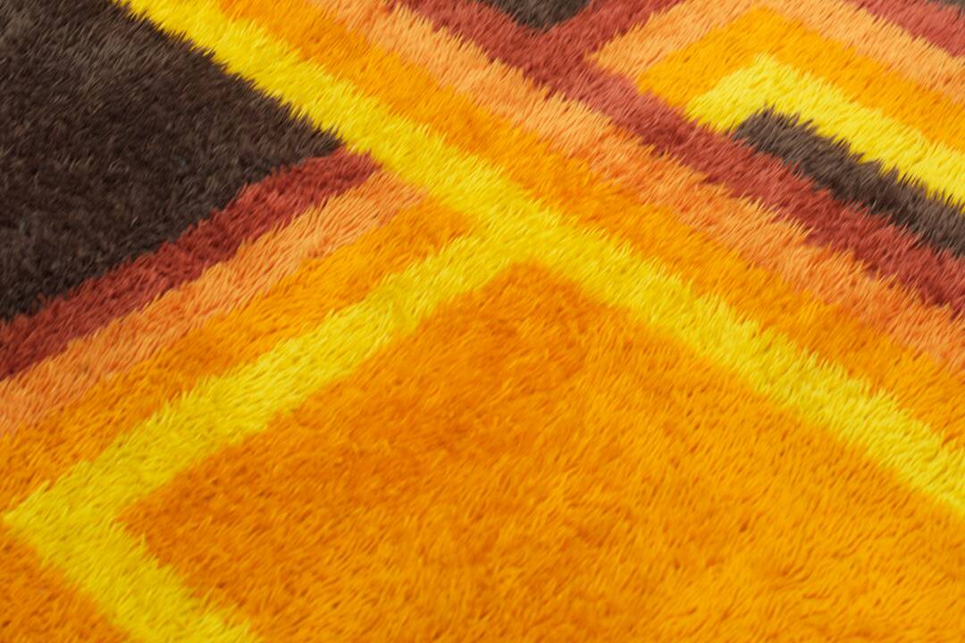 Vintage designer rug 1970 French cubist