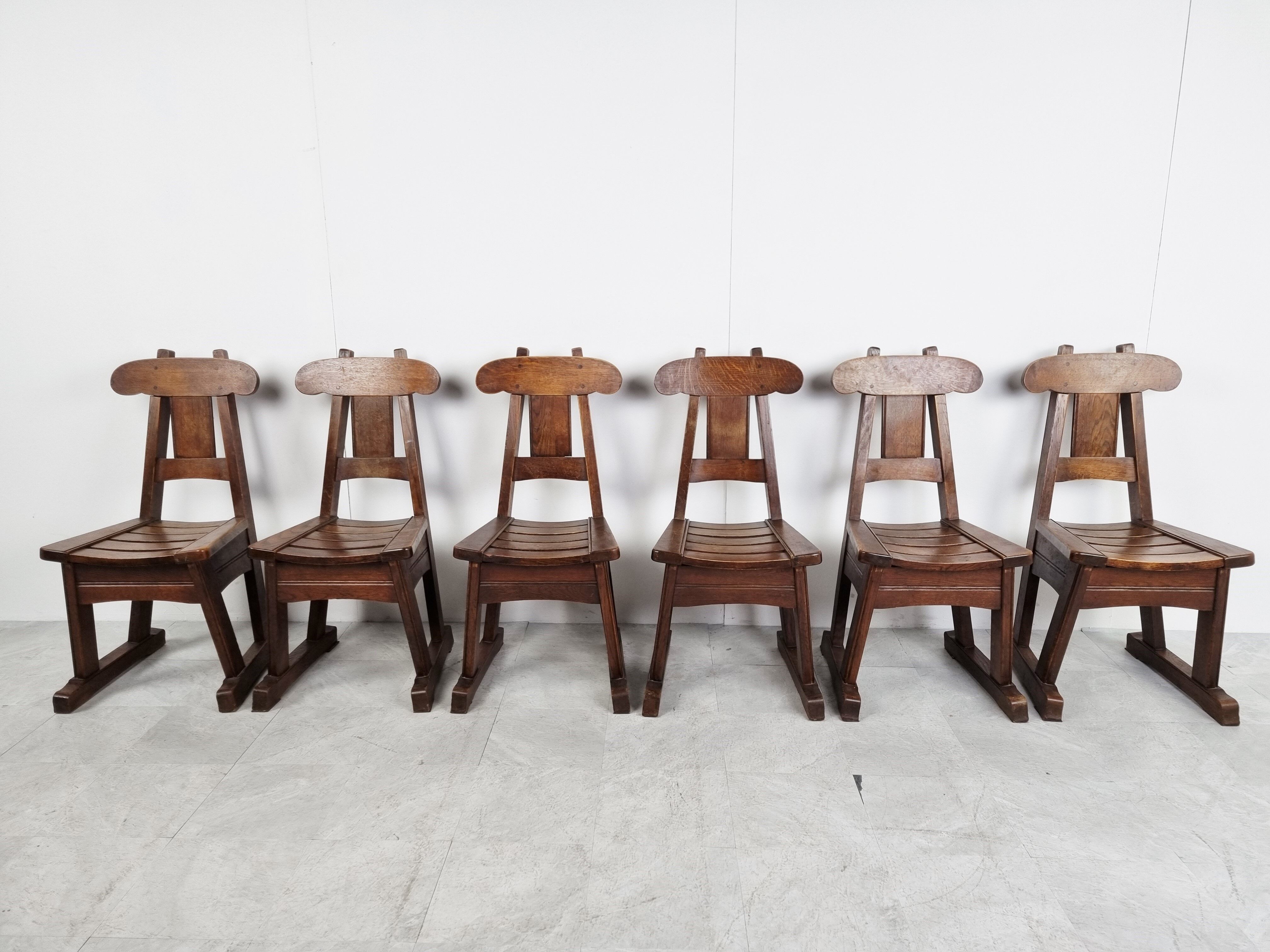 Vintage brutalist dining chairs, Vintage brutalist dining chairs, set of 6 - 1960sset of 6 - 1960s