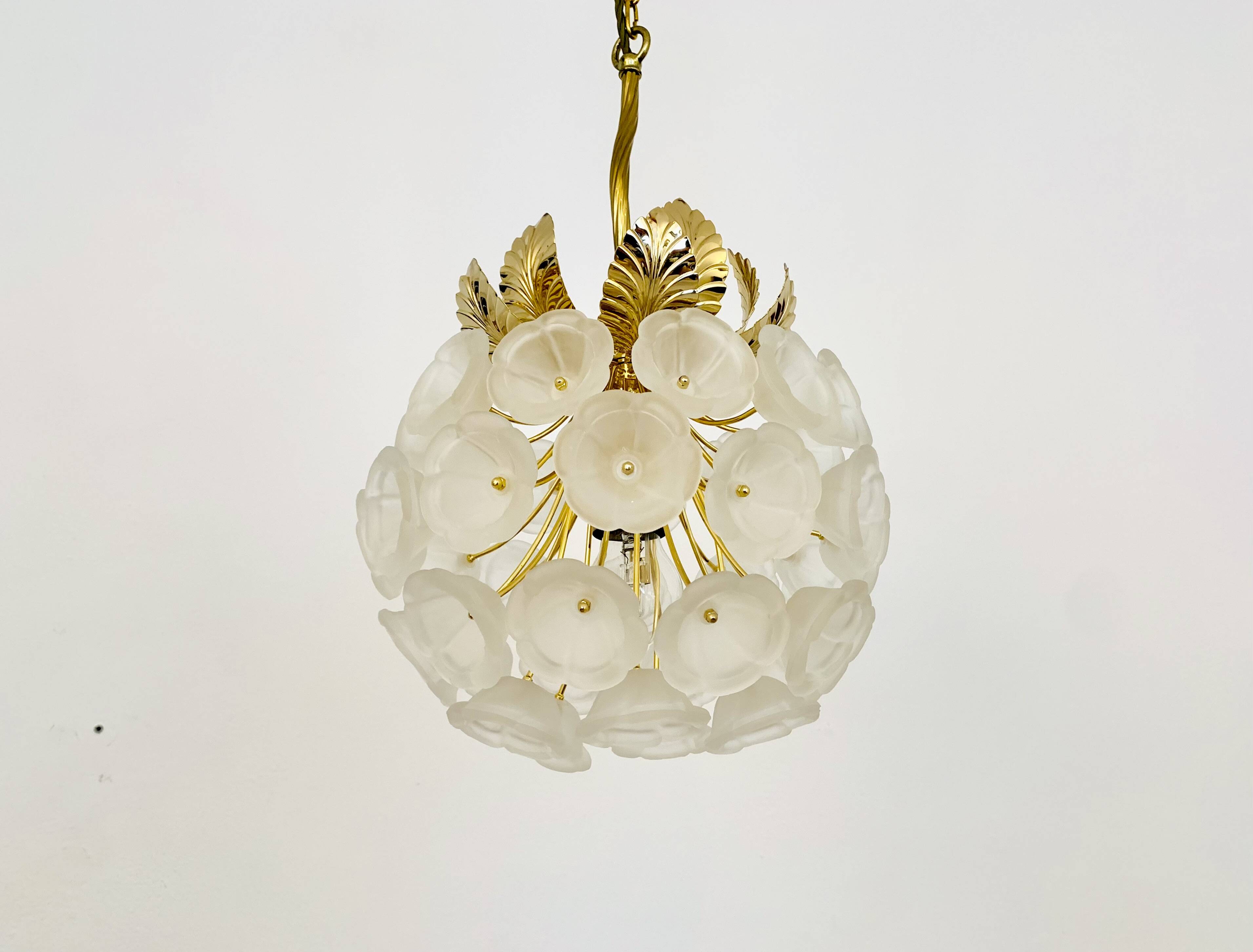 Floral Crystal Glass Chandelier by Ernst Palme