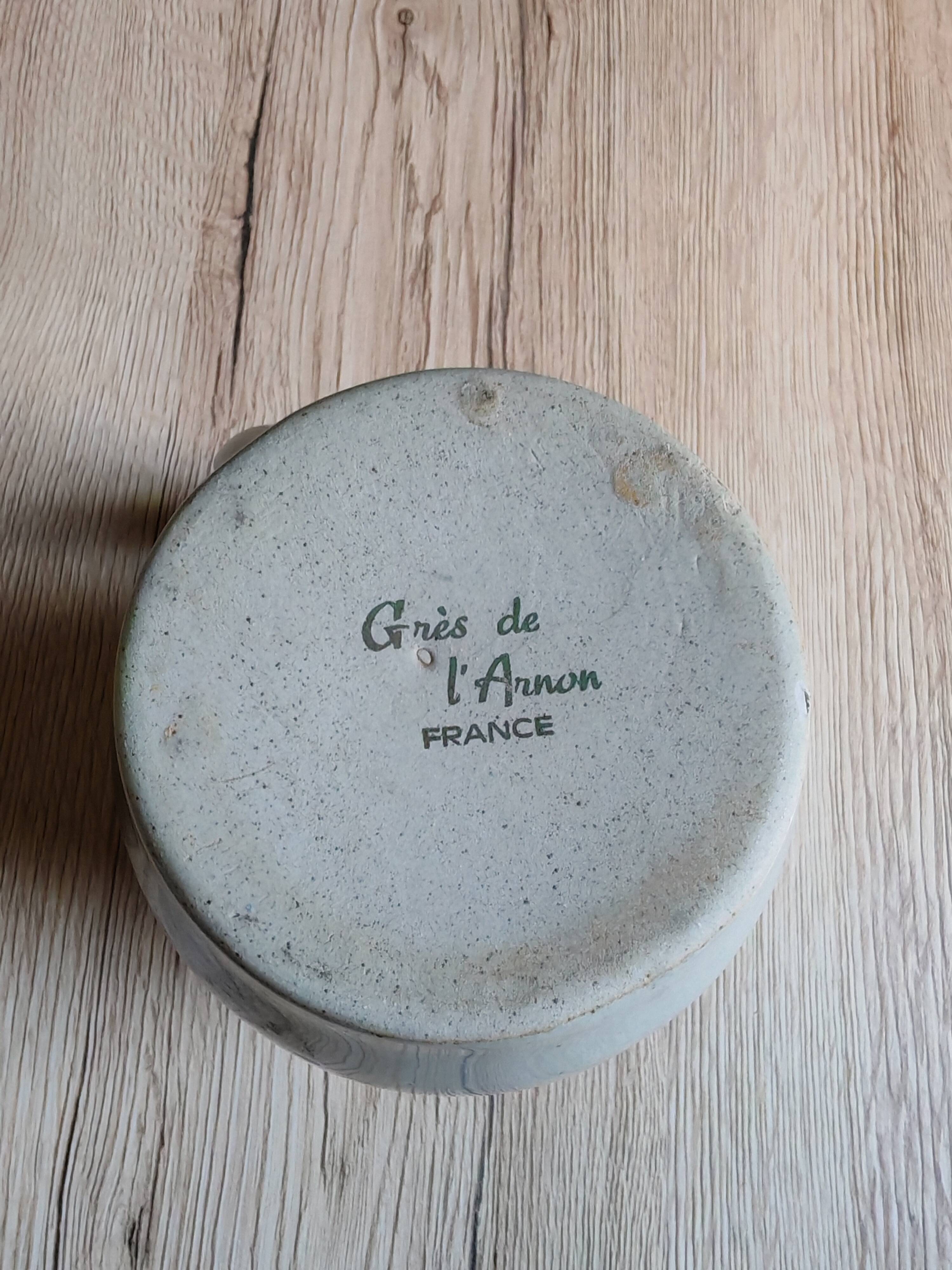 Vintage stoneware jug | Stoneware from Arnon, France | Floral decoration