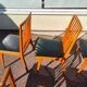 Set of 6 Scandinavian wooden and vintage leatherette chairs