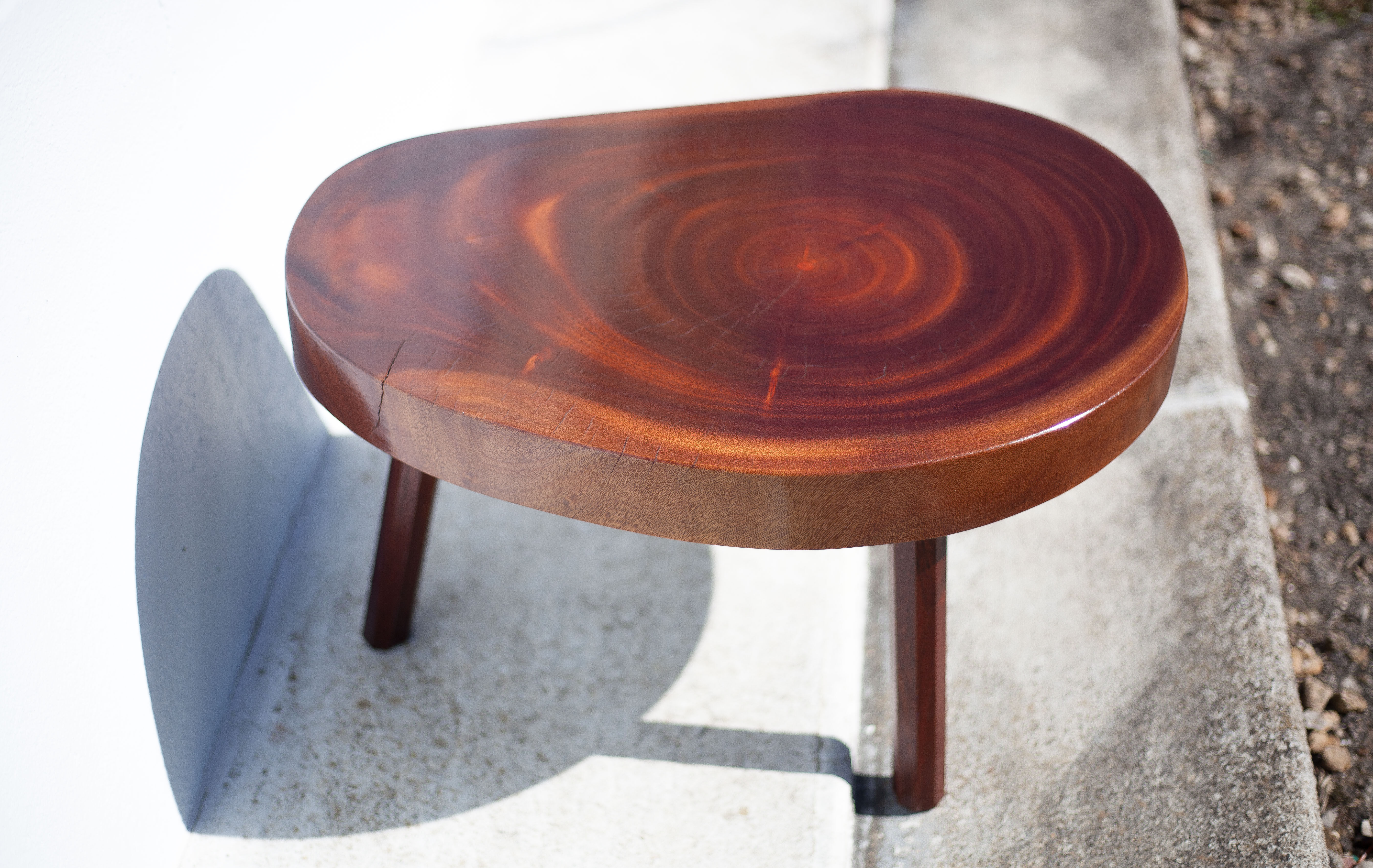 Wood coffee table, tripod table, thick wood table, living room table, brutalist, design, furniture