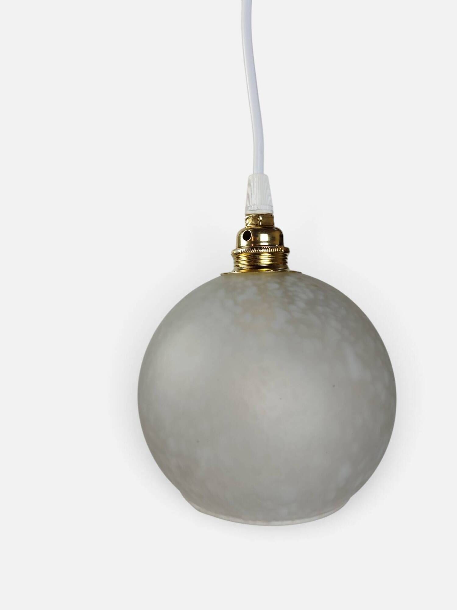 Small speckled frosted glass ball pendant – 1970s