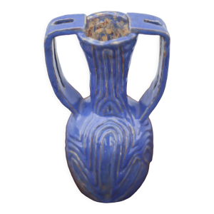 Vase en terre cuite vernissé bleu