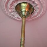 art deco suspension, 6-light Ezan glass globe chandelier, art deco bronze chandelier