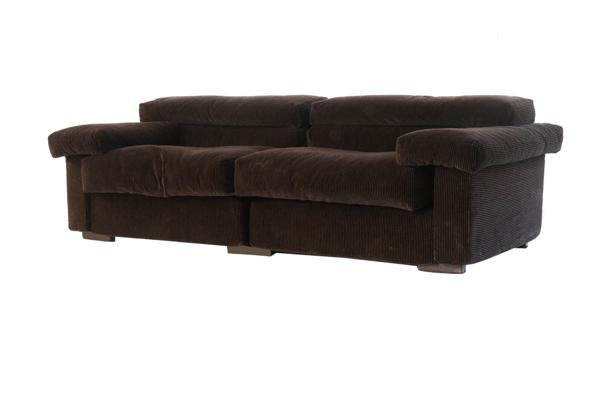 Sofa "Erasmo" by Tobia Scarpa for B&B Italia, Brown Ribbed Velvet, 1970's
