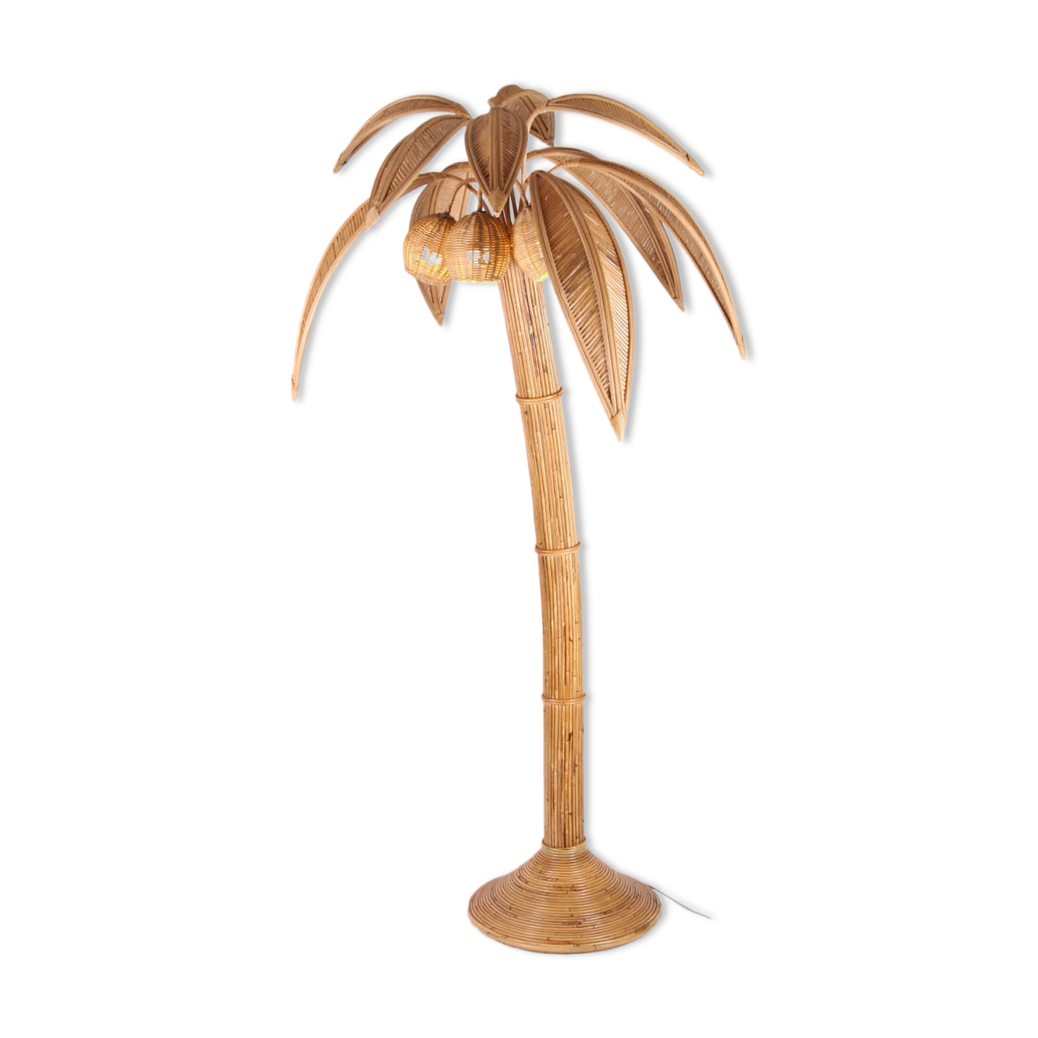Rattan coconut floor lamp