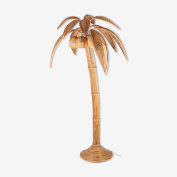 Rattan coconut floor lamp