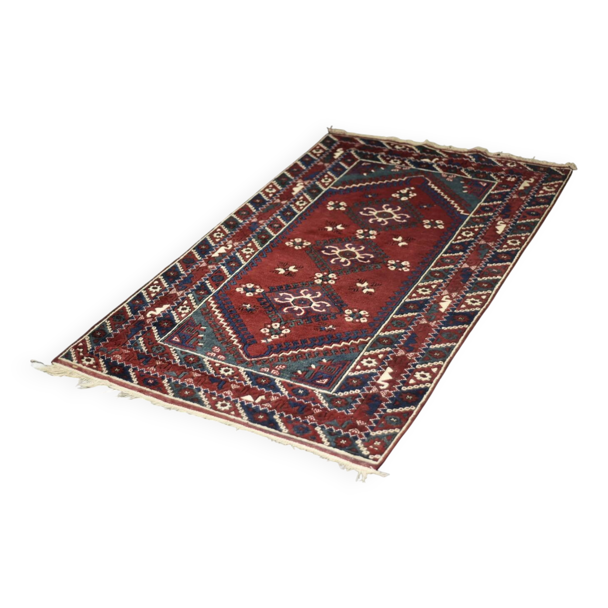 Vintage Red Hand-Woven Oriental Afghan Rug, 1970s