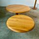 Table basse en bois à 2 plateaux ajustables, Roche Bobois années 80