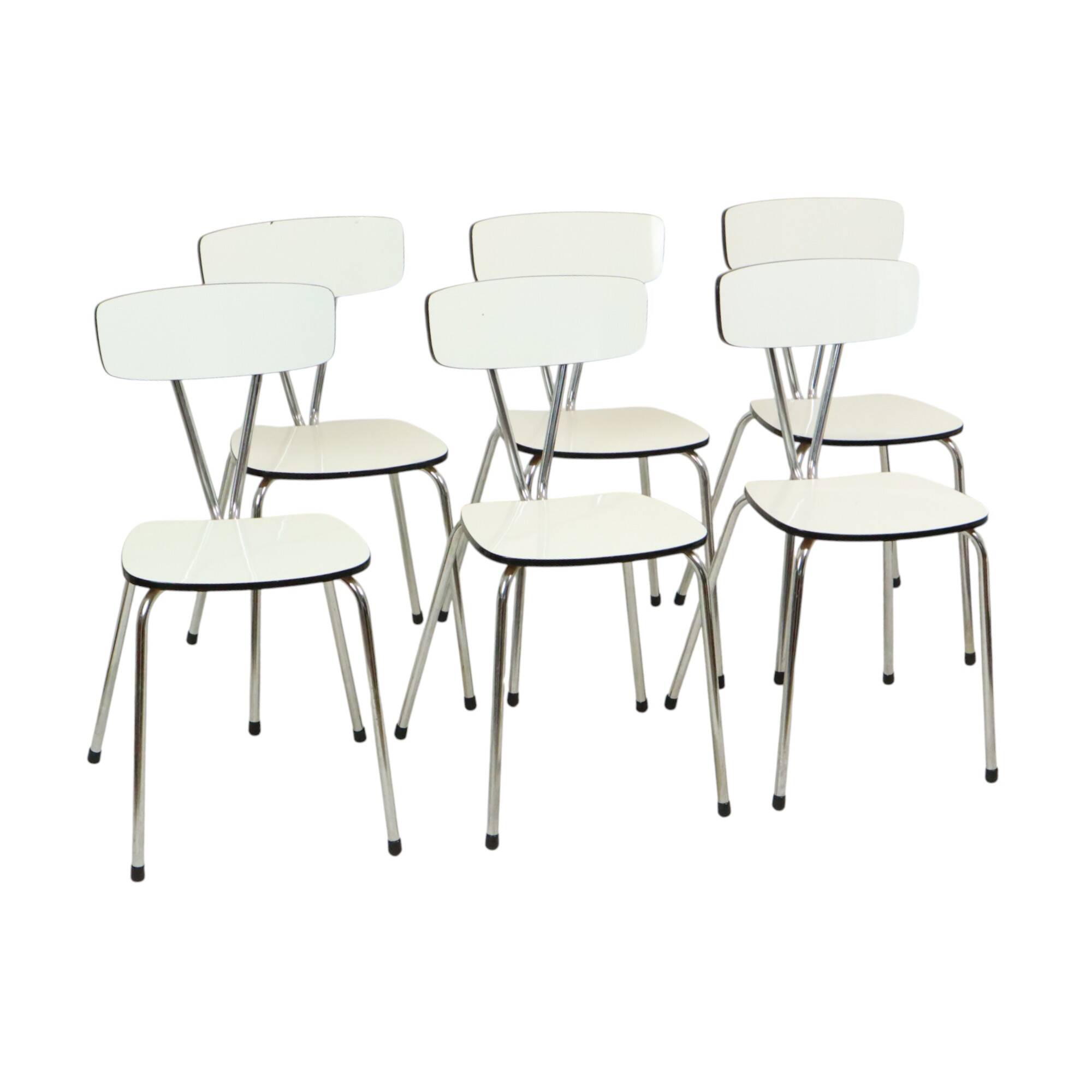 Set of 6 Gray Formica Chairs Chrome Dining Room Chairs Sixties