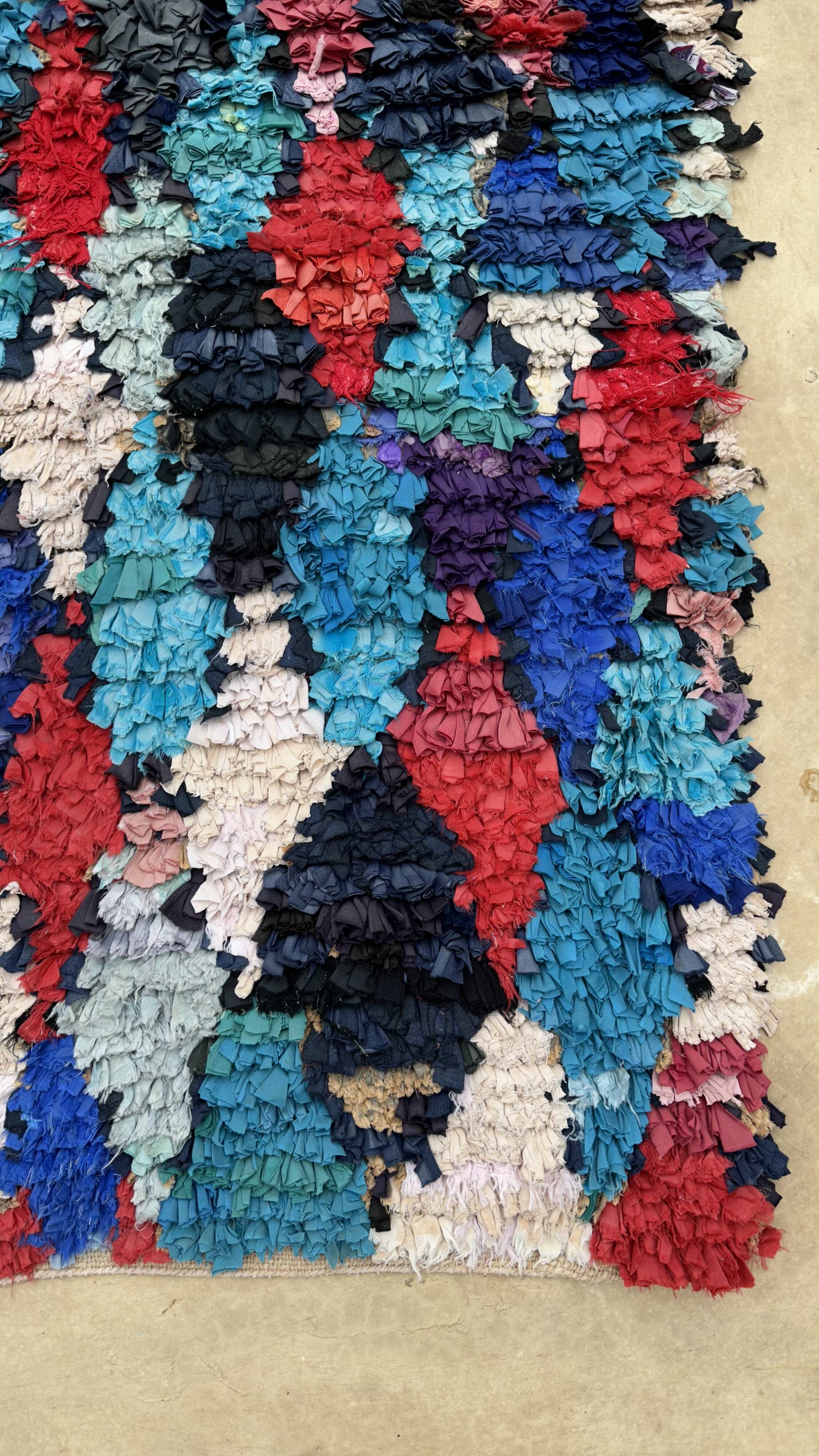 Tapis Marocain Boucherouite coloré - 87 x 215 cm