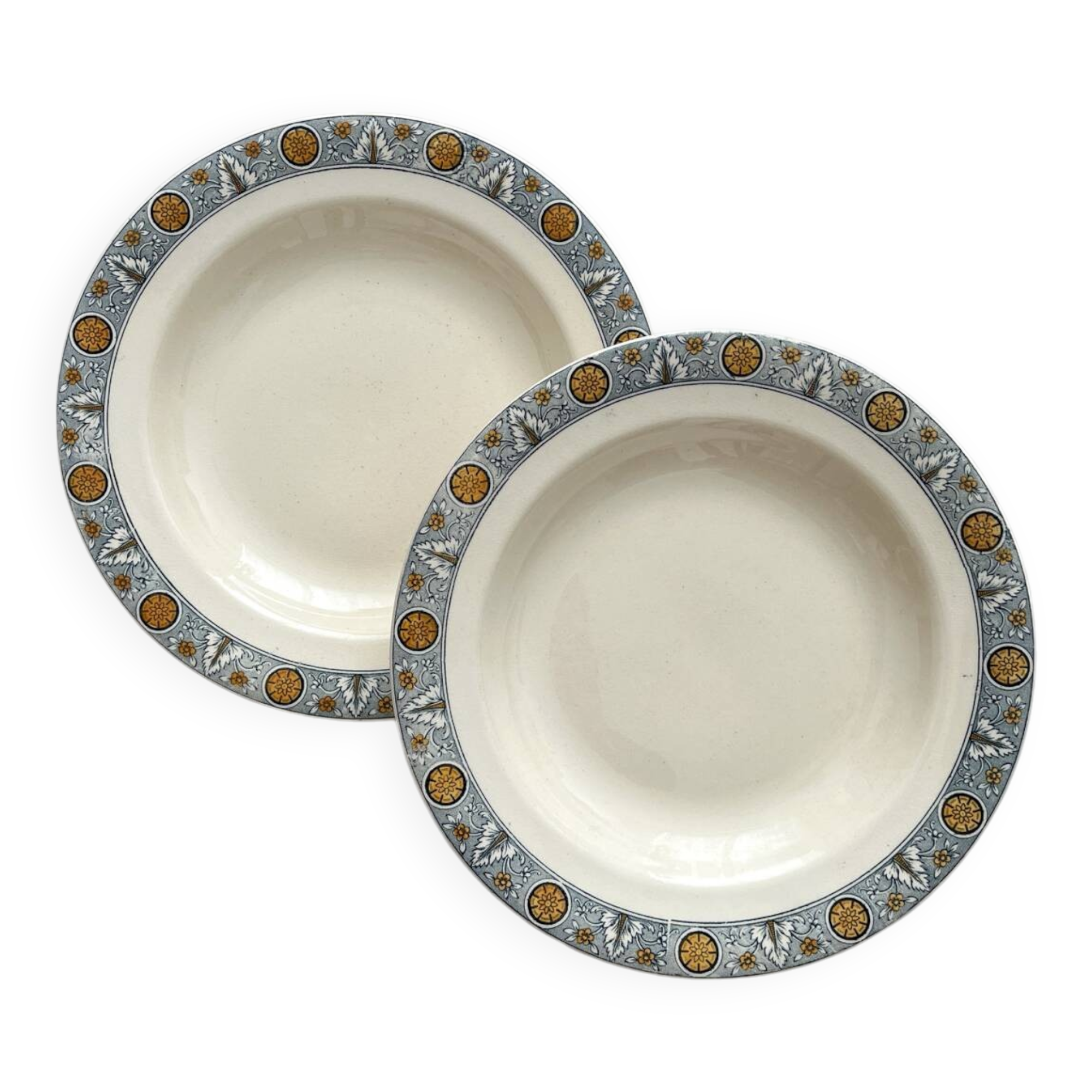2 “Lamartine” ironstone soup plates from Salins