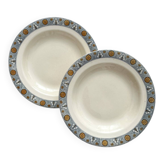 2 assiettes creuses terre de fer « Lamartine » Salins