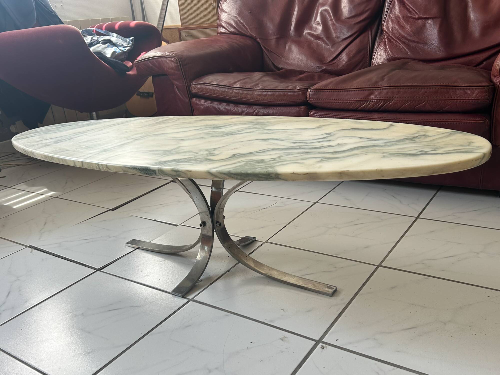 Vintage surf-style coffee table marble Osvaldo Borsani