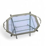 Folding metal and glass side table